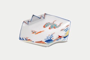 染錦山水　折紙型手塩皿【日本製　有田焼】