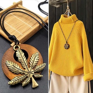 木の葉 木 皮の縄 ネックレス 服装 ストラップ 底が 女性 セーターのチェーン BQ2353