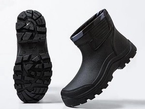 メンズ 雨靴 ショット丈 通勤 水作業靴 雨雪対策 防滑 柔らか BQ1592