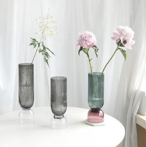 ヒナギクストライプガラス花瓶ホームリビングデスク飾り BQ256
