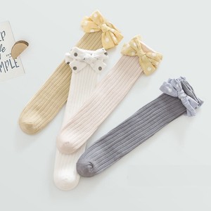 韓国風 水玉 ドット リボン付き ストライプ ソックス 靴下 シンプル ベビー 新生児 キッズ 子供 トドラー