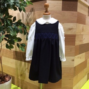 【日本製 子供服】 ジャンパースカート　スモッキング刺繍 ［100〜140cm］【入学・面接】フォーマル