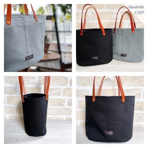 Tote Bag Leather handle canvas black