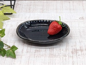 小皿 小付 和陶器 和モダン /楕円小皿　ルリ釉