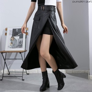 【！再入荷！】エコレザー インパン付　スリットスカート 韓国ファッション