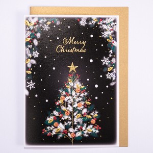 クリスマスカード ■クリスマスツリー ■シンプル系 ■箔押し、エンボス加工 ■二つ折り無地中紙付