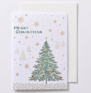 クリスマスカード ★人気商品 ■クリスマスツリー ■シンプル系 ■箔押し、エンボス加工、グリッター付