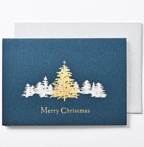 クリスマスカード ■クリスマスツリー ■シンプル系 ■箔押し ■二つ折り無地中紙付