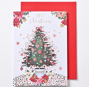 クリスマスカード ★人気商品 ■クリスマスツリー ■内側にもイラスト付 ■箔押し、エンボス加工 ■輸入品