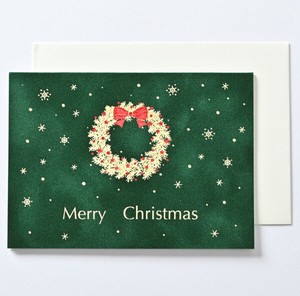クリスマスカード ★人気商品 ■ベルベットタッチ素材 ■リース ■高級感&シンプル系