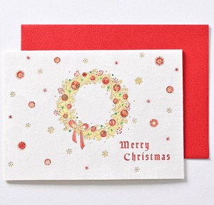 クリスマスカード ■ベルベットタッチ素材 ■リース ■高級感&シンプル系