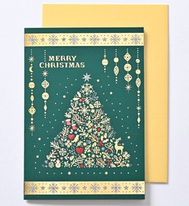 クリスマスカード ■クリスマスツリー ■シンプル系 ■箔押し ■二つ折り白無地中紙付