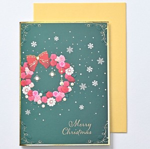 クリスマスカード ■リース柄 ■箔押し、エンボス加工 ■二つ折り白無地中紙付
