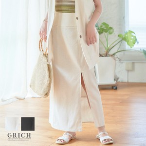 Skirt Slit Waist Spring/Summer Rayon Long Cotton Linen Linen Setup