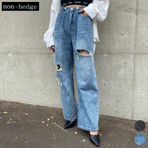 Denim Full-Length Pant Buttons Wide Pants 2023 New