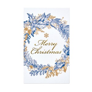 箔艶クリスマスカード　＃5　ブルー／リース　クリスマス