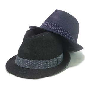 【年間品】久留米カスリ帯デニムチロル中折　ヤング帽子