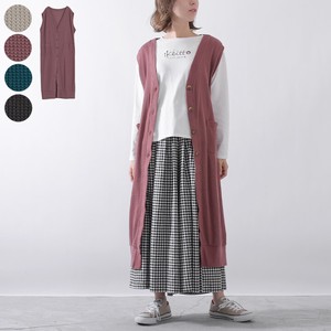 Vest/Gilet Long V-Neck Sleeveless Tops Front Opening Ladies' M Sweater Vest