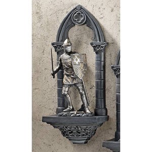 西洋甲冑鎧 中世騎士 ギャビン卿壁彫刻 西洋置物オブジェ 美術品 彫像/ アーサー王と円卓の騎士(輸入品