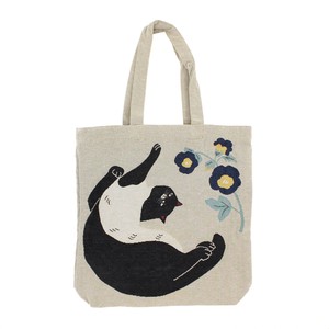 【セール商品】ジャガード織りバッグ jacquard 　Mサイズ　タキシードキャット 猫　ネコ