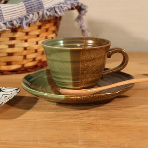 コーヒーカップ＆ソーサー 【和渦絞 織部】日本製 美濃焼 陶器 おしゃれ 和風 紅茶 カフェ