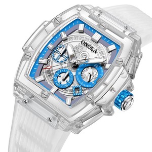 ONOLA透明なケース 方形 腕時計 ファッション夜光 男性 腕時計BQ208