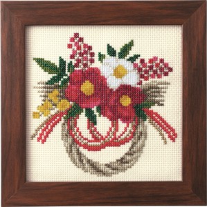 COSMO Cross Stitch Kits Of Seasonal Flower Arrangement New Year'S Wreath With Camellia