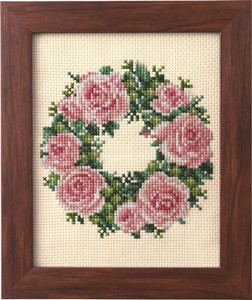 COSMO Cross Stitch Kits Of Seasonal Flower Arrangement Rose Wreath
