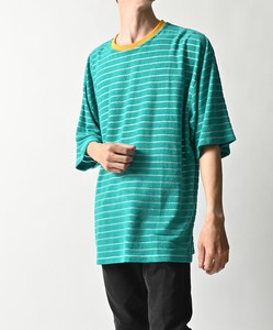 【2022春夏新作】パイルボーダーレトロリンガー半袖Tシャツ