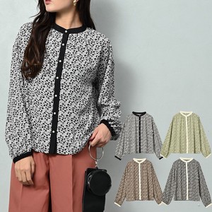 Button Shirt/Blouse Color Palette Floral Pattern Collar Blouse