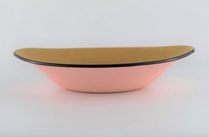 【樹脂食器】オーバル　パスタプレート　ピンク　日本製 made in Japan
