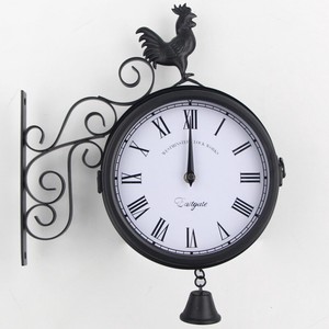 壁掛け時計 アンティーク  駅時計両面ひな鳥 レトロな家の装飾BQ311