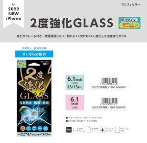 「for 2022 NEW iPhone」2度強化ガラス　さらさら防指紋　6.1inch2眼/3眼対応