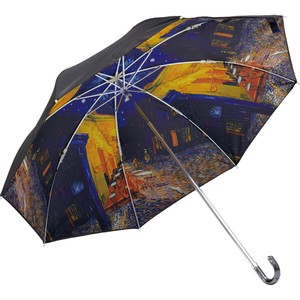 【おしゃれ】名画折り畳み傘(晴雨兼用) ｺﾞｯﾎ｢夜のｶﾌｪﾃﾗｽ｣