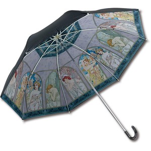 【おしゃれ】名画折り畳み傘(晴雨兼用) ﾐｭｼｬ｢時の流れ｣