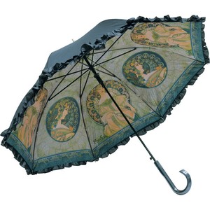【おしゃれ】名画ﾌﾘﾙｼﾞｬﾝﾌﾟ傘(晴雨兼用) ﾐｭｼｬ｢蔦と夢想｣