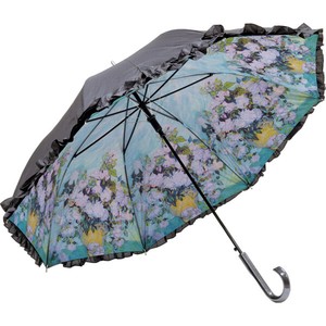 【おしゃれ】名画ﾌﾘﾙｼﾞｬﾝﾌﾟ傘(晴雨兼用) ｺﾞｯﾎ｢ﾎﾜｲﾄﾛｰｽﾞ｣
