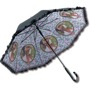 【おしゃれ】名画ﾌﾘﾙｼﾞｬﾝﾌﾟ傘(晴雨兼用) ﾐｭｼｬ｢ﾌﾞﾙﾈｯﾄ｣