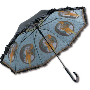 【おしゃれ】名画ﾌﾘﾙｼﾞｬﾝﾌﾟ傘(晴雨兼用) ﾐｭｼｬ｢ﾌﾞﾛﾝﾄﾞ｣