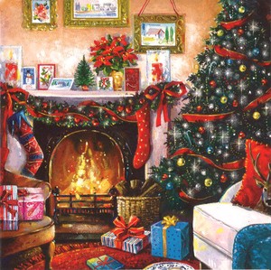 グリーティングカード クリスマス「クリスマス暖炉」
