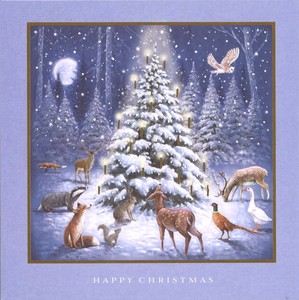 グリーティングカード クリスマス「森の動物達のツリー」