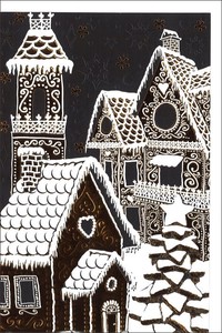 グリーティングカード クリスマス「雪の家並」
