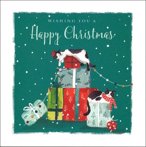 グリーティングカード クリスマス「猫とプレゼント」