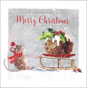 グリーティングカード クリスマス「プレゼントを運ぶネズミ」