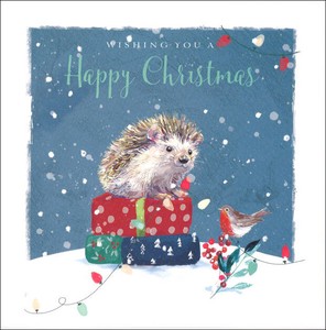 グリーティングカード クリスマス「ハリネズミとコマドリ」