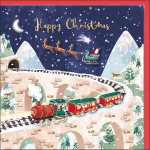 グリーティングカード クリスマス「汽車とサンタクロース」