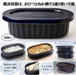 冷蔵庫重ねタイプ細長保存容器（ネイビー）・1個<アウトレット>　食器　日本製　レンジ可