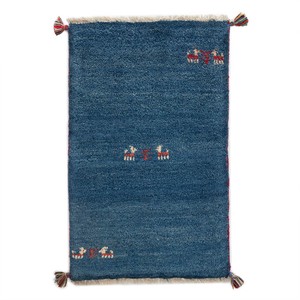 ギャッベ　ペルシャ　イラン　オーガニックウール　絨毯　ラグ　玄関マットL　54.5cm×87cm　ML1591_BL