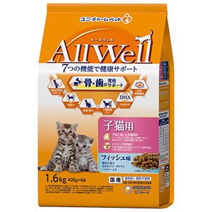 [ユニ･チャーム] AllWell　健康に育つ子猫用　フィッシュ味 小魚とささみのフリーズドライパウダー　1.6kg