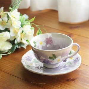季節を感じる「春の器」【工房風花】彩小花　コーヒー碗皿（紫）